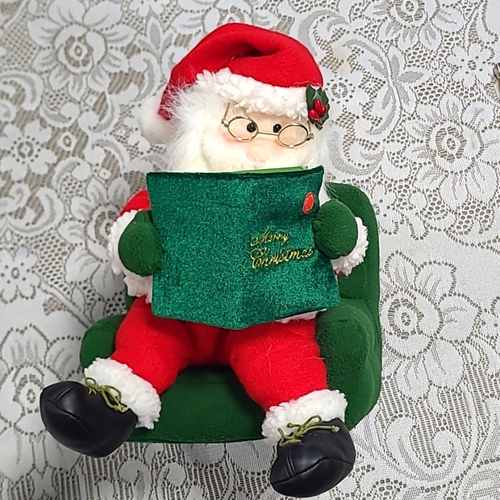 Plush Santa Reading the Christmas Story